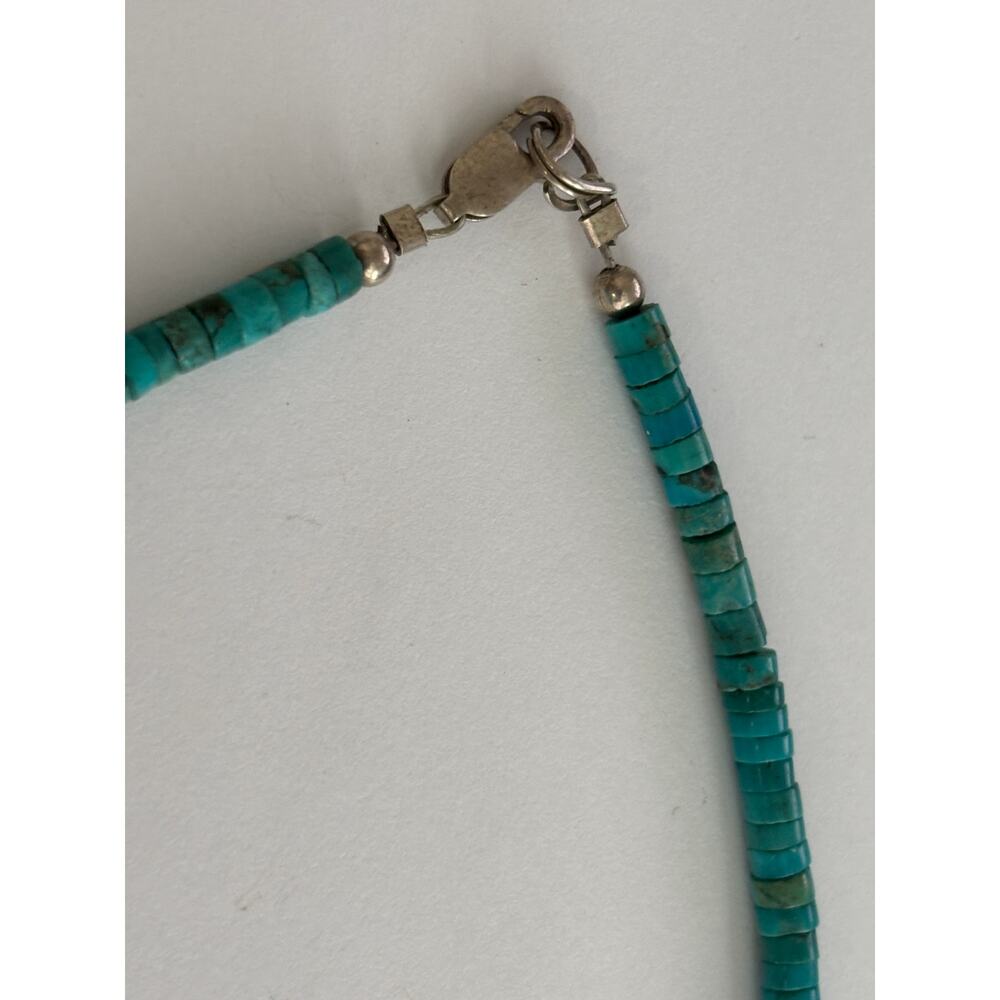 Turquoise Beads Anklet Sterling Silver Clasp - Picture 2 of 3